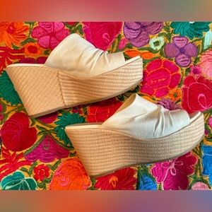 Cordani Winter White Leather Platform Mules